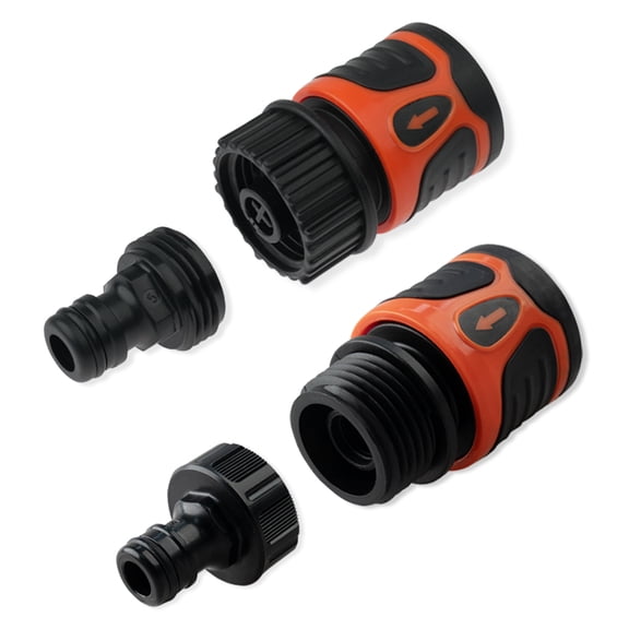 4 Pack Garden Hose Quick Connect Fittings Compatible Quick Connect Starter Set for 3/4 Inch GHT Water Tube, Leak Proof Garden Hose Connectors & Accessories
