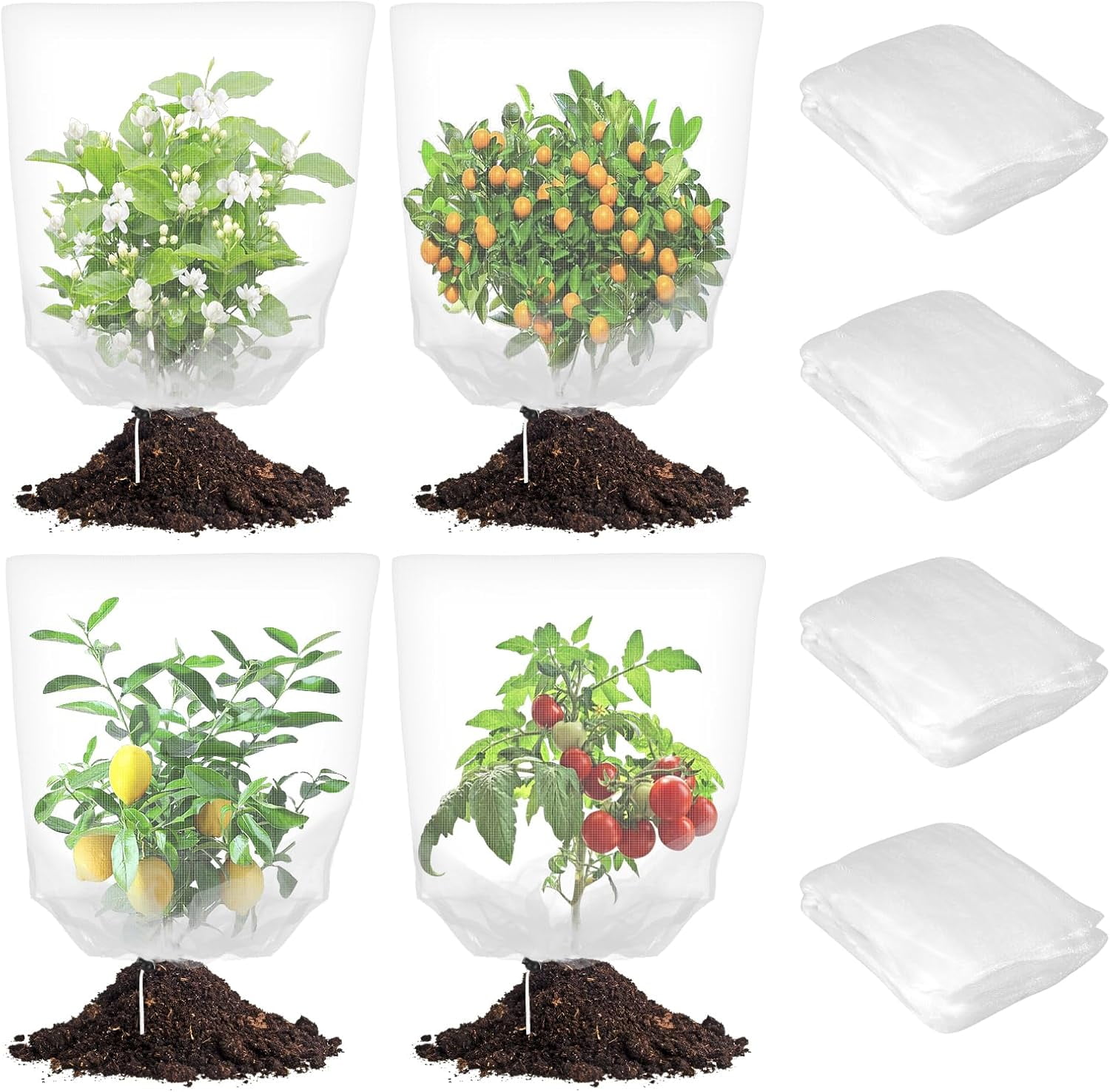 4 Pack Garden Netting Mesh with Drawstring - 3.5 x 2.3 FT Bird Netting ...