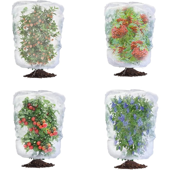 4 Pack Garden Plant Fruits Tree Netting for Blueberries, 3.3Ft x 2.7Ft Mesh Netting Pest Barrier Protection Bird Mosquito Net Plants Covers for Shrubs Flowers Tomato Crops Vegetables Row Cover