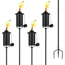 4 Pack Garden Torches, 16 oz Metal Torch for Outside with 3-Prong Grounded Stake, Outdoor Decorative Citronella Torches, 59 inch Garden Décor Torches