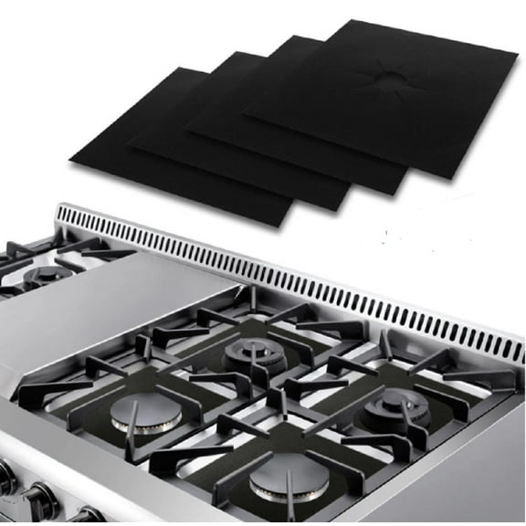 4-Pack Gas Range Stove Top Burner Protectors – Reusable, Non-Stick Liners for Easy Cleaning & Durable Protection TIKA