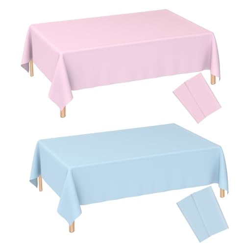4 Pack Gender Reveal Plastic Tablecloths, Disposable Rectangle Pink & Blue Pastel Table Covers for Baby Shower, Birthday Party Decorations, 54 x 108 Inches