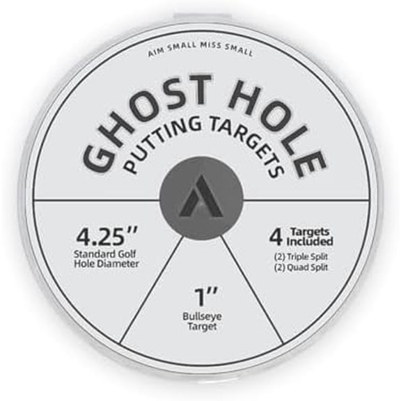 4 Pack Ghost Hole Putting Targets Putting Training Aid, Official Size, Flat Disc for Putting & Chipping Practice, Indoor or Outdoor, Includes Carrying Case, Waterproof Material (White)