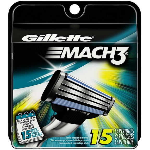 4 Pack - Gillette MACH3 Razor Blades 15 Each