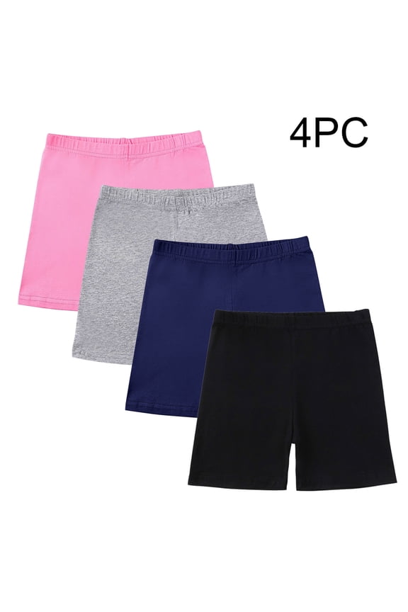 4 Pack Girls Bike Shorts Cartwheel Breathable and Safety Biker Under Dress Dance Shorts Kids Clothes