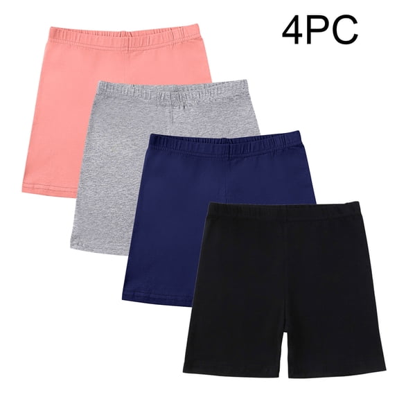 4 Pack Girls Bike Shorts Cotton Cartwheel Dance Under Dress Shorts for Kids