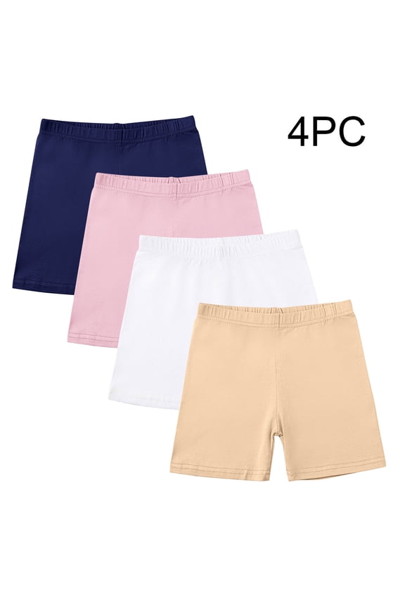 4 Pack Girls Bike Shorts Cotton Cartwheel Shorts Biker Bermuda Under Kid Clothes Toddler Lounge Bottoms