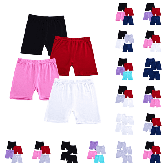 4 Pack Girls Bike Shorts Under Dress Dance Shorts for Little Kids Multicolor