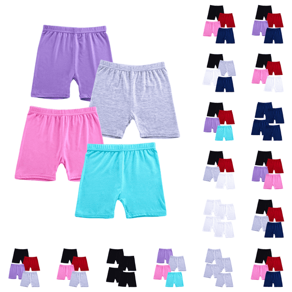 4 Pack Girls Bike Shorts Under Dress Dance Shorts for Little Kids Multicolor