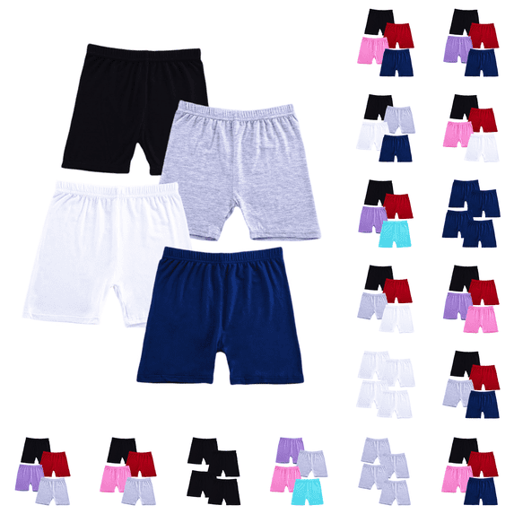 4 Pack Girls Bike Shorts Under Dress Dance Shorts for Little Kids Multicolor