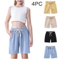 thumbnail image 1 of 4 Pack Girls Boy's Linen Shorts Kids Athletic Basketball Bermuda Elastic Waist Sweat Shorts with Pockets 5-16 Years Multicolor H 5 Years, 1 of 7