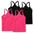 thumbnail image 1 of 4 Pack Girls Camisole Undershirts, 4 Pack Soft Cotton Tank Tops, Girls’ Solid Color Racerback Sleeveless Tanks, 1 of 6