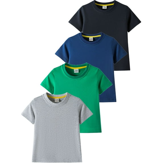 4 Pack Girls Cotton Short-Sleeve T-Shirt with Round Neck Girl Solid T-Shirt Kids Tees Tops 1-12 Years