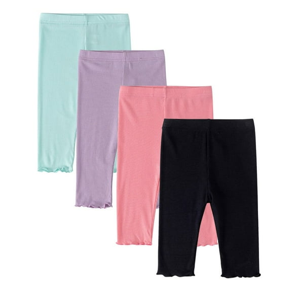 4 Pack Girls Leggings Cropped Leggings Toddler Footless Girls Pants Stretchy Basic Leggings 2-10Y