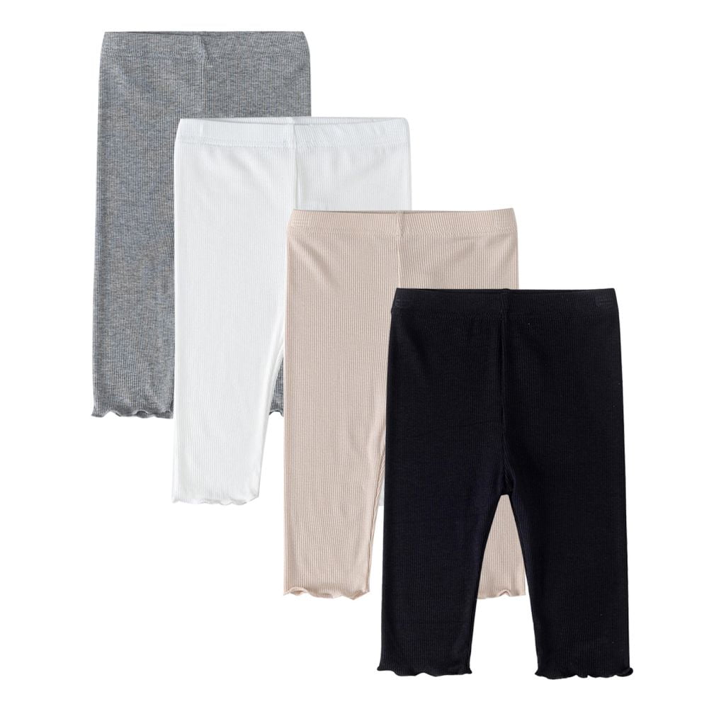 Tungbrin 4 Pack Girls Leggings Toddler Comfort Stretchy High Waisted Pants Kids Full Length Pull On Tights Multipack