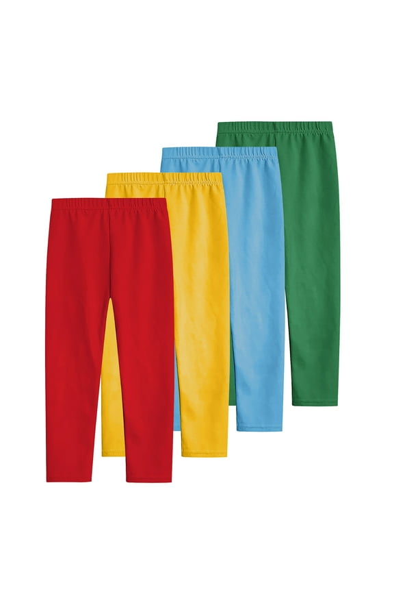 4 Pack Girls Leggings Summer Spring Cotton Leggings for Girls Stretchy Pull On Pants Soft Tights 3-12 Years (11 Years, Multicolor)