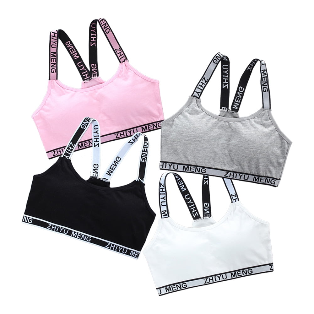 4 Pack Big Girls Bra Comfort Flex Girls Thin Cotton Wireless Light ...