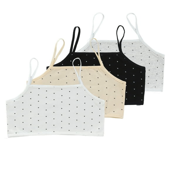 4 Pack Girls Padded Training Bras Flex Fit Seamless Wireless Light Straps Teen Bras Bluet Bras for Girls