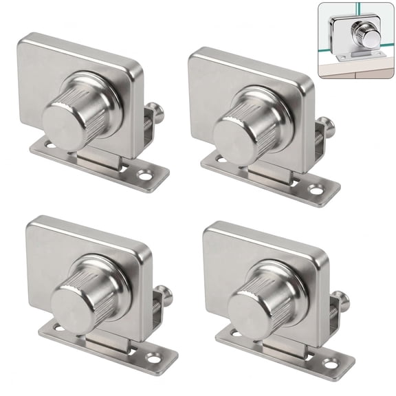 4-Pack Glass Cabinet Locks, No-Drill Rotary Catch for Wine & Display Cases