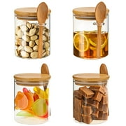 4-Pack Glass Containers with Bamboo Lids,Glass Jars,Glass Food Storage Jars Containers,Kitchen Canisters for Candy,Cookie,Coffee,Sugar,Tea,Nuts