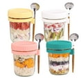 thumbnail image 1 of PHOGARY 4 Pack Glass Overnight Oats Containers with Lids and Spoons, 16 oz Mason Jars for Overnight Oats Jars Leak Proof Oatmeal Container Meal Prep Jar for Cereal Fruit Vegetable Milk Salad Yogurt, 1 of 9
