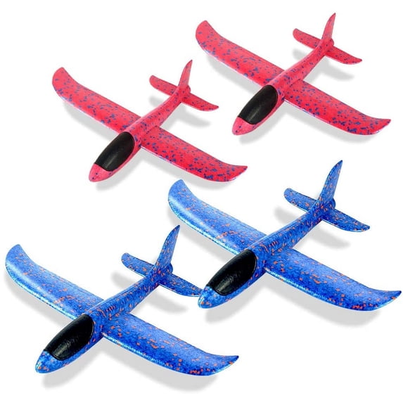 4 pack Glider Plane Toys, 17.5" Large Throwing Foam Airplane, Dual Flight Mode Flying Toy, The Best Outdoor Sport Toy Gifts for Kids