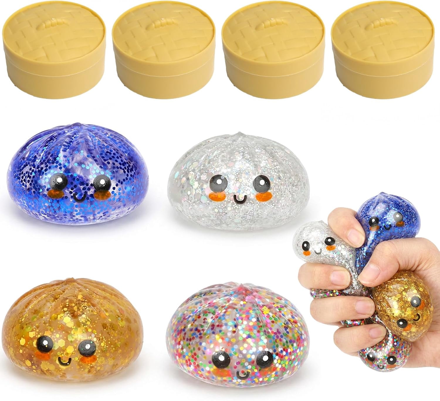 4 Pack Glitter Dumpling Squishy Mystery Box Set — Slow Rising Kawaii ...