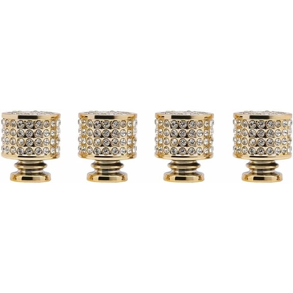 4 Pack Gold Cabinet Knobs, Solid Knobs Shiny Cabinet Knob, Gold Cabinet Hardware Brass Drawer Pulls, Bling Knobs with 4Pcs Screws for Kitchen Bathroom Drawer (Round)