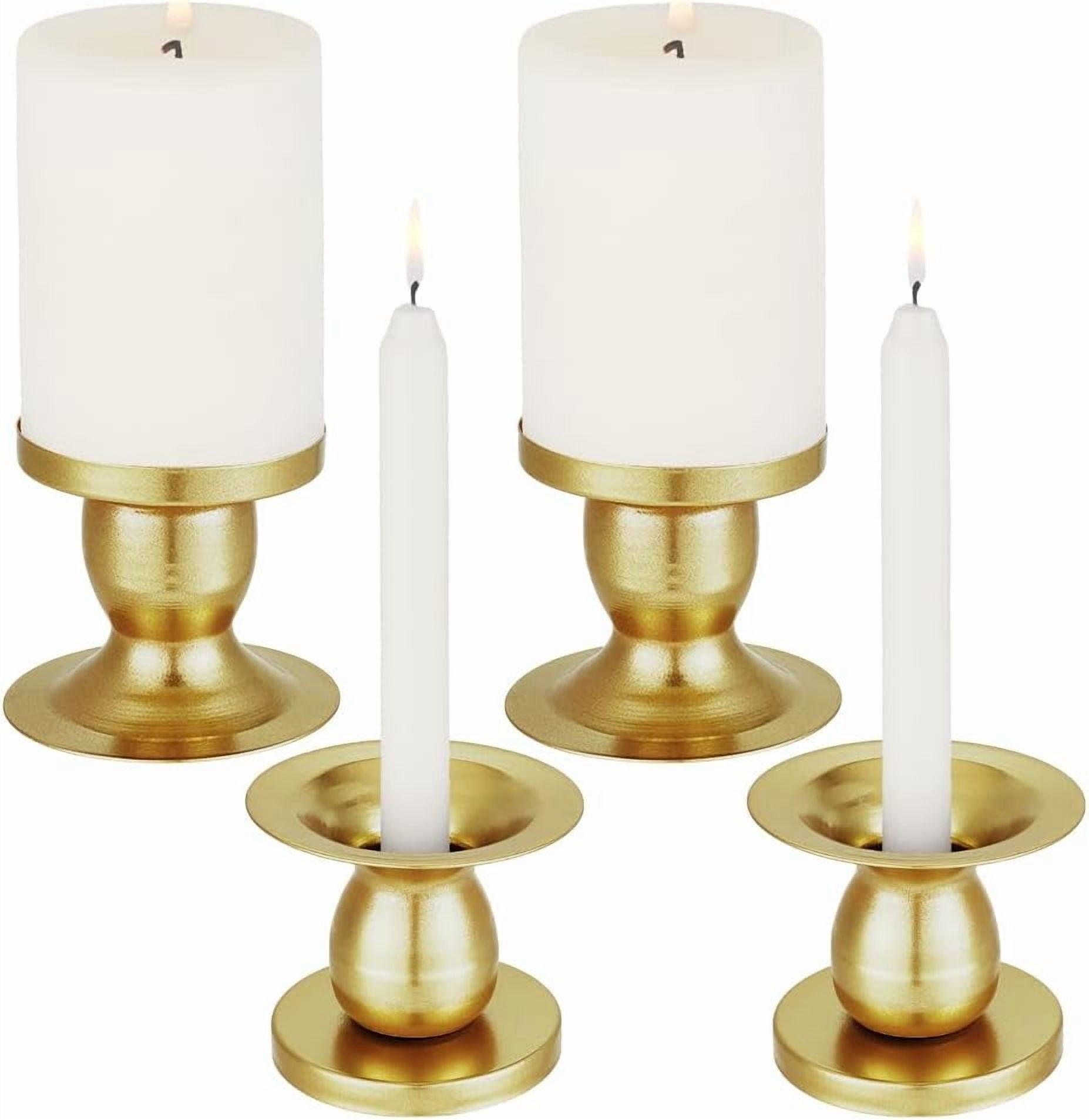 4 Pack Gold Candle Holder Metal Pillar Candlestick Stand Double Head — free download