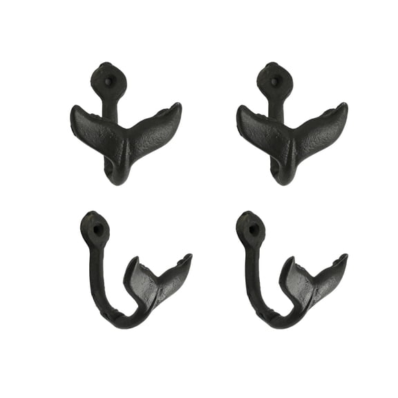 4 Pack Gold Cast Iron Whale Tail4 Pack Cast Iron Whale Tail Wall Hooks, Wall Mounted Decorative Hooks for hanging keys, towels, clothes Wall Hooks, Wall Mounted Decorative Hooks