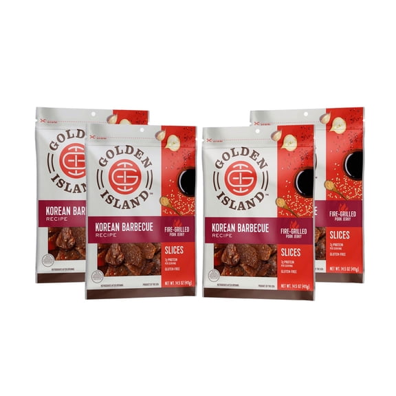 4 Pack | Golden Island Korean Barbecue Pork Jerky, 14.5 oz