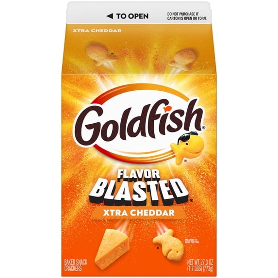 4 Pack - Goldfish Flavor Blasted Xtra Cheddar Cheese Crackers, 27.3 oz Carton