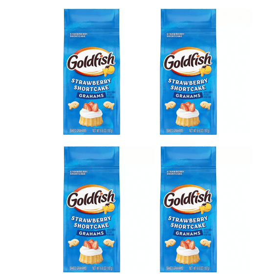 (4 Pack) Goldfish Strawberry Shortcake Flavored Baked Grahams, 6.6 oz Bag