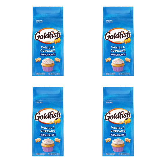 (4 Pack) Goldfish Vanilla Cupcake Flavored Baked Grahams, 6.6 oz Bag