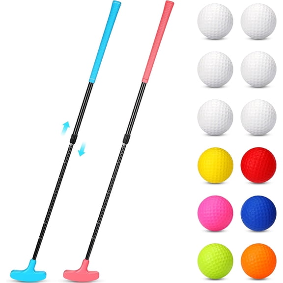 4 Pack Golf Putters with Two Way Mini Design, Adjustable Length for Kids, Teenagers and Junior, Includes 4 Balls for Men and Women, Right or Left Handed