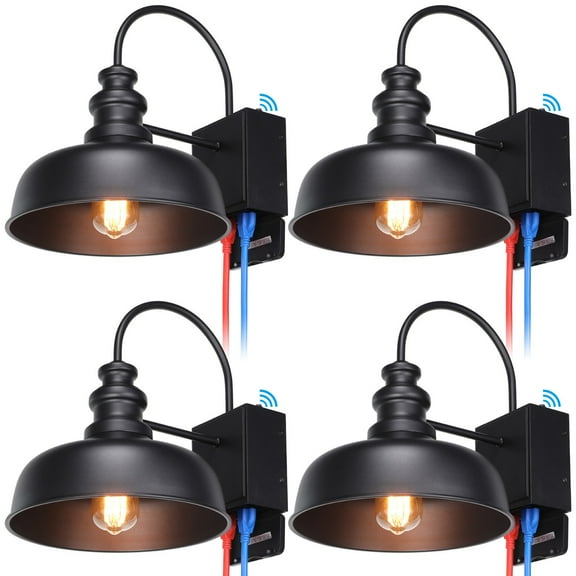 4 Pack Barn Lights Outdoor Dusk to Dawn, Farmhouse Outdoor Lighting Black, Waterproof Gooseneck Outdoor Light Fixture, Anti-Rust Exterior Garage Lights for House, Garage Front Porch, UL Listed