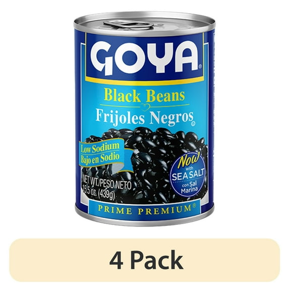 (4 Pack) Goya Foods Low Sodium Black Beans, 15.5 oz
