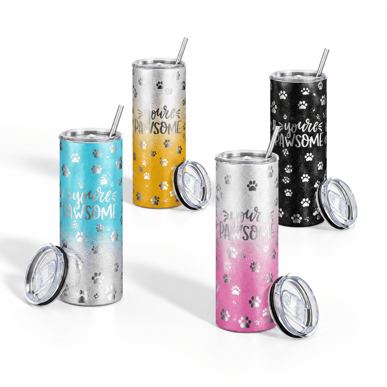 Packing List Printable 4 Pack Gradient Color Vet Tech Paw Print Tumbler Set with Lids and ...