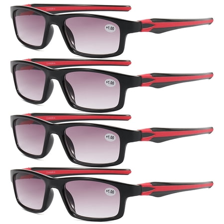 4 Pack Gradient Tinted Reading Glasses Sports Sunglasses Presbyopia Glasses