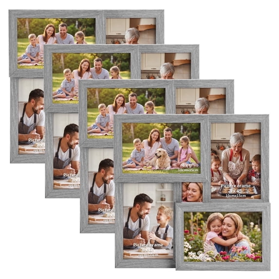 4 Pack 4x6 Collage Picture Frames, Family Photo Frame for Wall Hanging Decor, Gray(11.4" x 11.4" x 0.59")