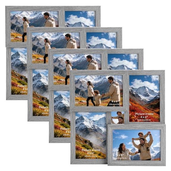 4 Pack Gray Collage Picture Frames 4x6 ,4x6 Photo Frame for Wall Mounted Display