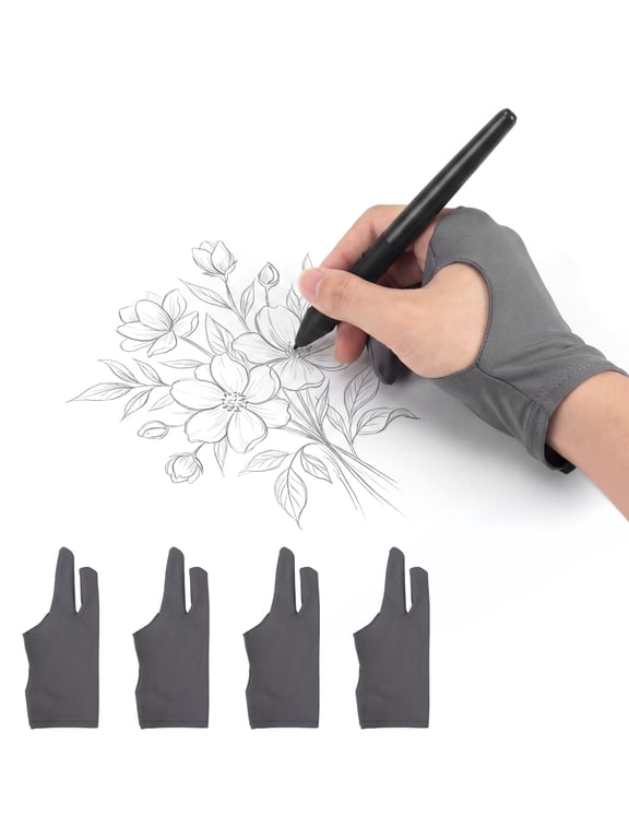 4 Pack Gray Drawing Gloves, Breathable Artist Gloves for Sketching and Digital Drawing(S)