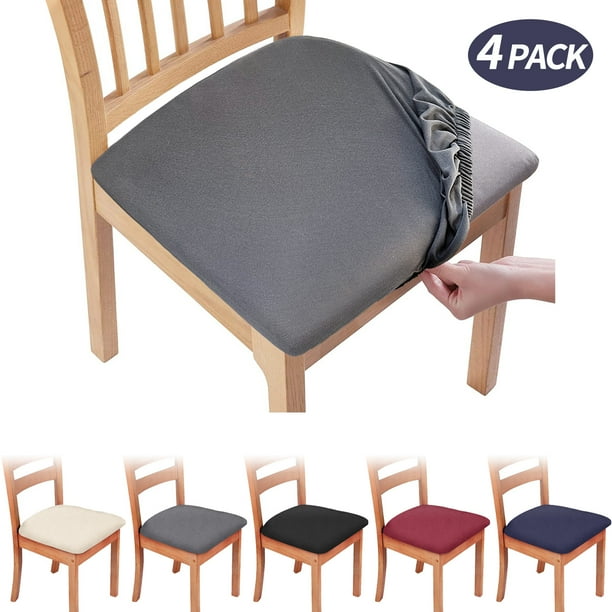 4 Pack Gray Seat Covers for Dining Chairs Removable Washable Anti Dust Kitchen Chair Slipcovers Stretch Upholstered Office Chair Seat Cushion Slipcovers Protectors Walmart Business Supplies