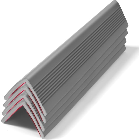 4 Pack Gray Self-Adhesive PVC Corner Guards, 23.62"L×1.57"W×0.12" Thick Edge Protectors for Home & Kindergarten