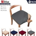 thumbnail image 1 of 4 Pack Gray Stretch Chair Seat Covers for Dining Room, Removable Washable Anti-Dust Kitchen Chair Protector Slipcovers, Dinning Upholstered Office Chair Seat Cushion Slipcovers Protectors, 1 of 10
