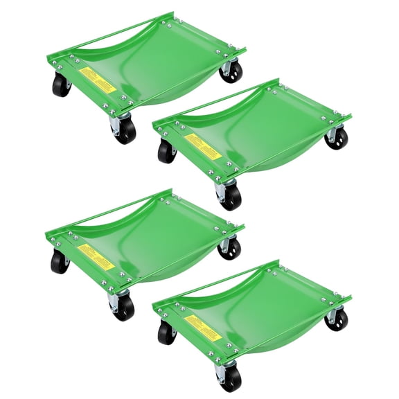 4 Pack Green Car Dolly Set, 10000LBS Total Load Curved Wheel Skate, Heavy Duty Vehicle Mover for Garage Workshop
