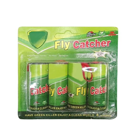4-Pack Green Fly Trap Roll For Effective Fly Control - Safe For Indoor/Outdoor Use, Non-Toxic, Reusable, Easy To Install And Replace - For Home, Kitchen, Garden, Residential,