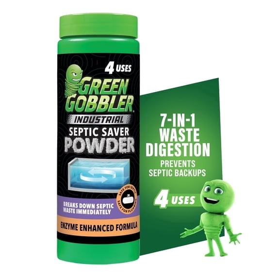 4 Pack - Green Gobbler Industrial Septic Saver Tank Treatment Powder - 4 Monthly Doses, 1.7 lbs