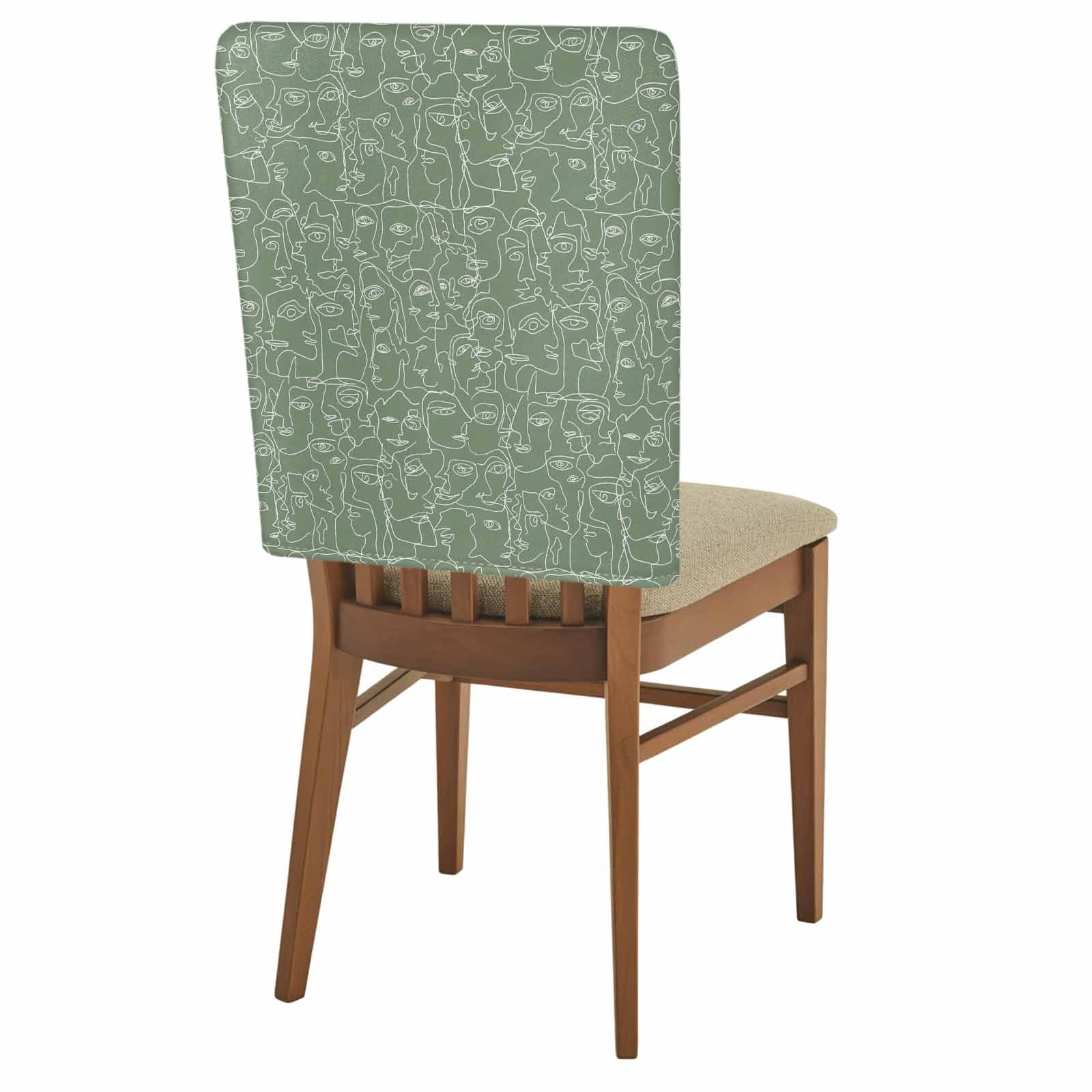 4 Pack Green Modern Art Chair Back Covers White Abstract Line Human ...