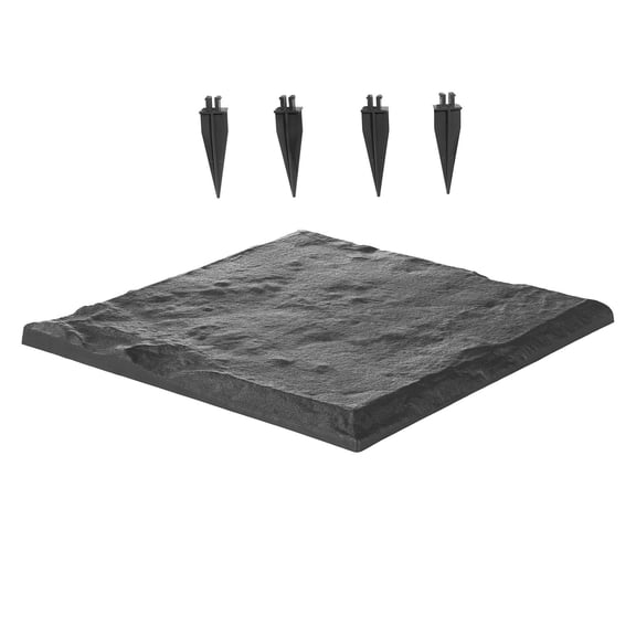 4-Pack Grey Plastic Stepping Stones for Lawn and Patio,15.5"Square Weather-Resistant Pathway Pavers with Stakes for Outdoor Gardens and Landscaping